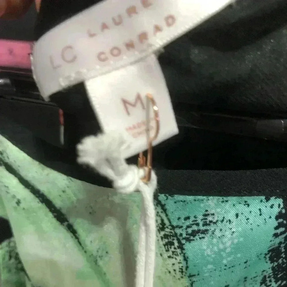 LC Lauren Conrad Halter Slip dress,spaghetti strap,asymmetrical hem,tropical - Picture 6 of 7